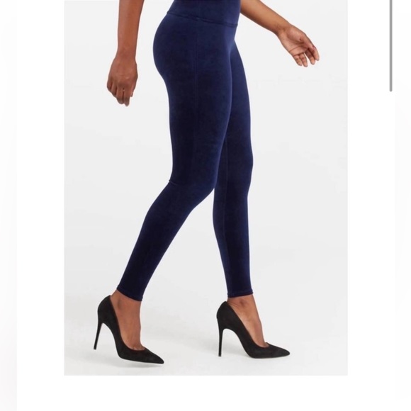 SPANX Pants - Spanx Navy Blue Velvet Leggings Womens Size Medium